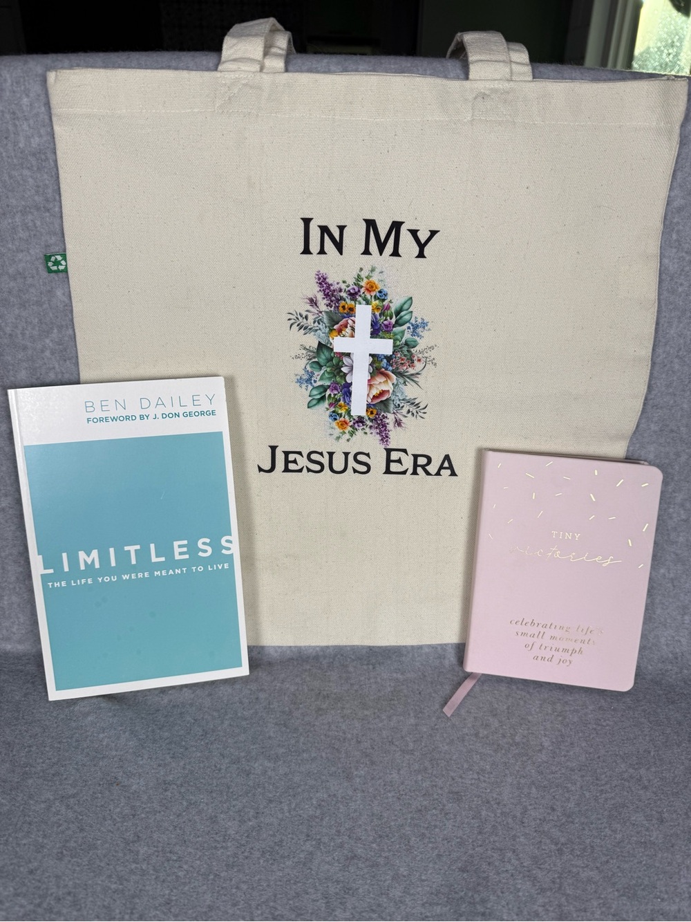 Christian Faith Bundle In My Jesus Era Tote + Limitless Book + Tiny Victories Jo